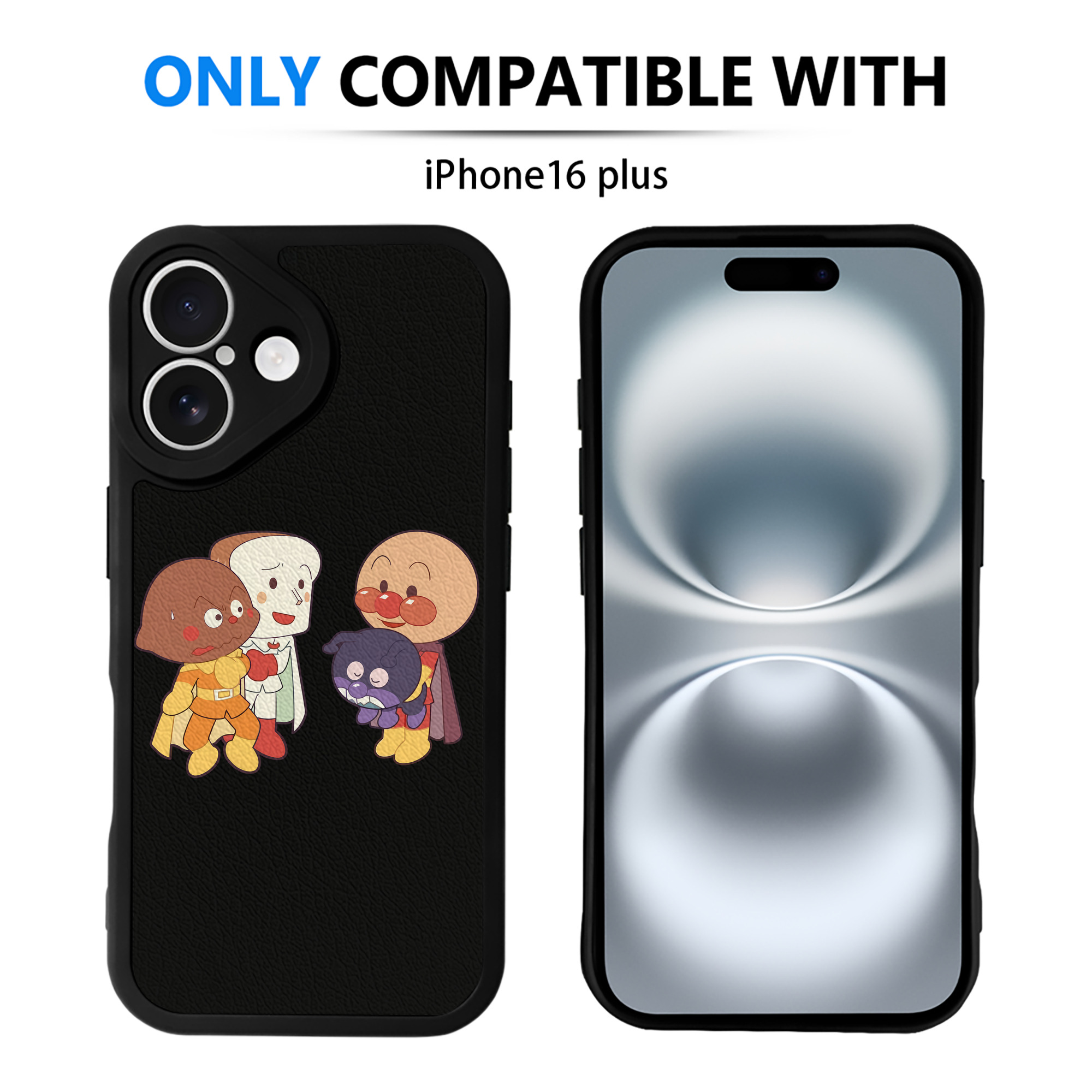 （画像用） アンパンマン Anpanman 【iPhone 16シリーズ対応】シリコンスマホケース（レザー調） 材質：シリコン
